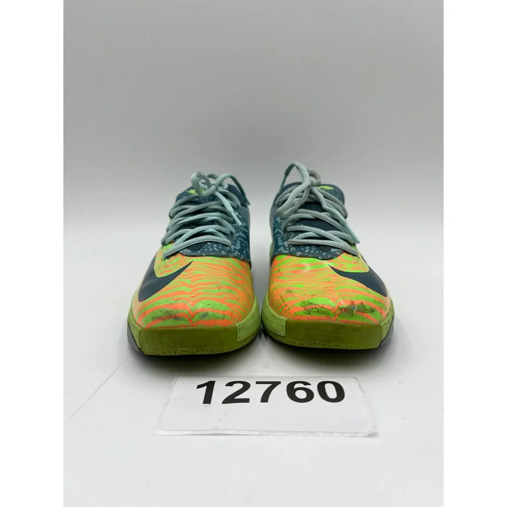 Nike KD VI 6 599477-302 Sneakers Boys 6Y Green Orange Tiger Athletic Shoes